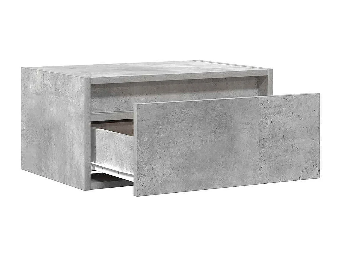 Table de chevet murale avec lumières LED gris béton