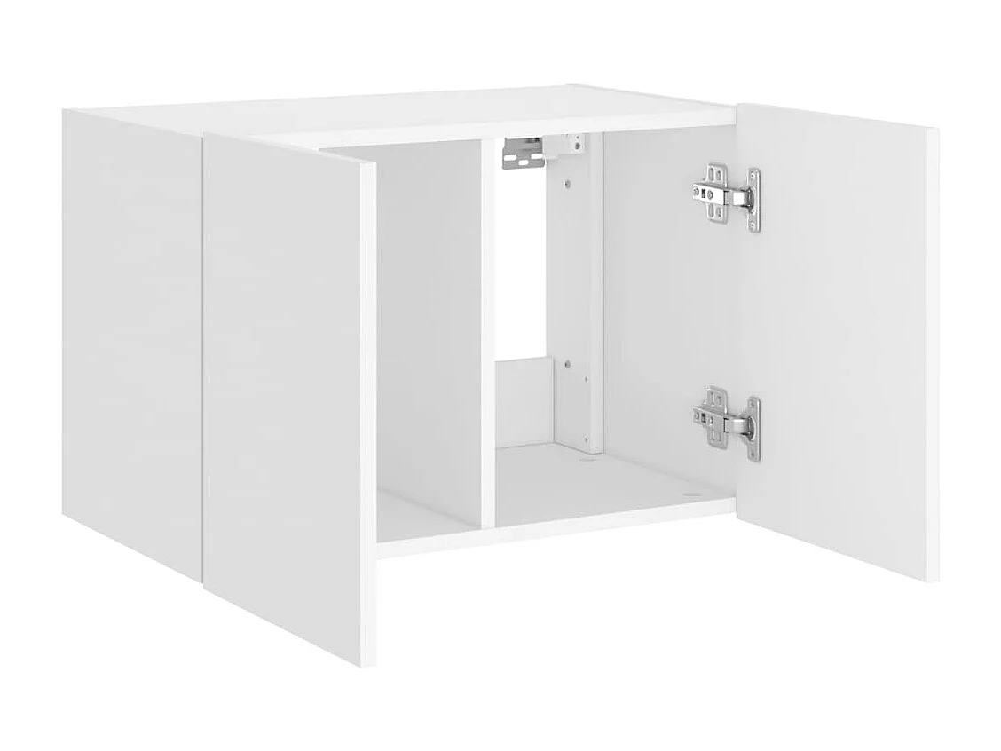 Wandmontierter TV-Schrank mit LED-Beleuchtung, weiß, 60x35x41 cm