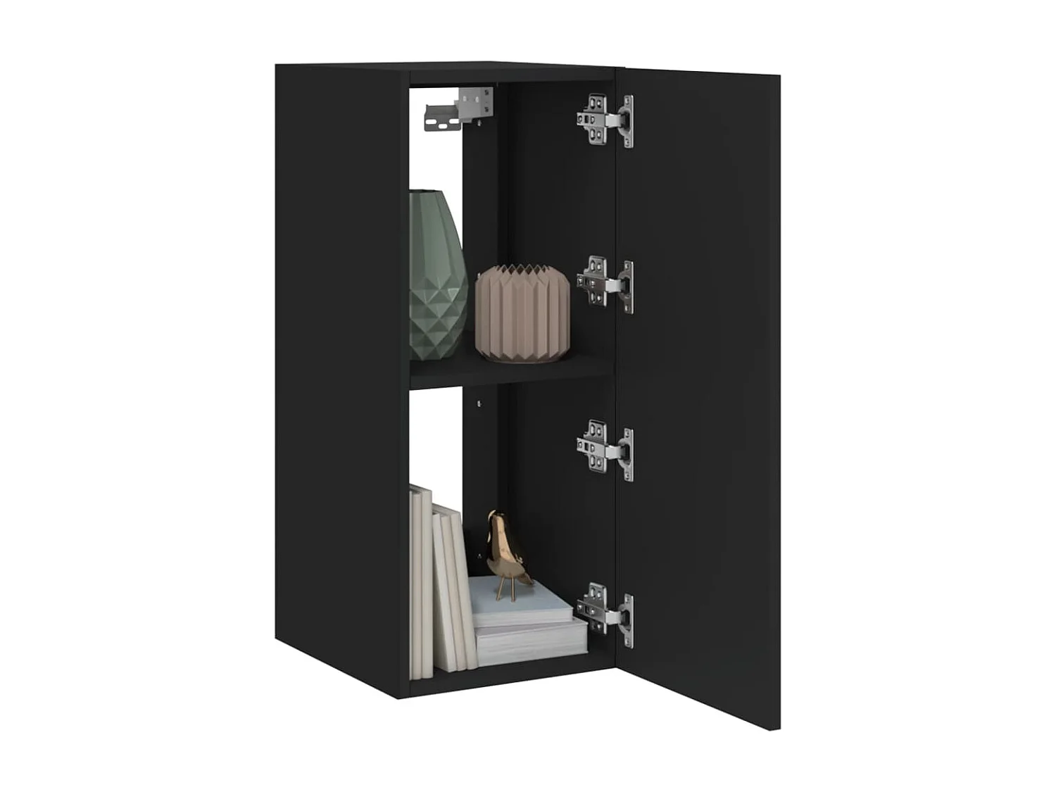 Mobile porta TV a parete con luci LED nero 30,5x35x70 cm