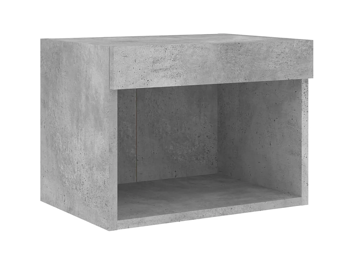 Table de chevet murale avec lumières LED gris béton