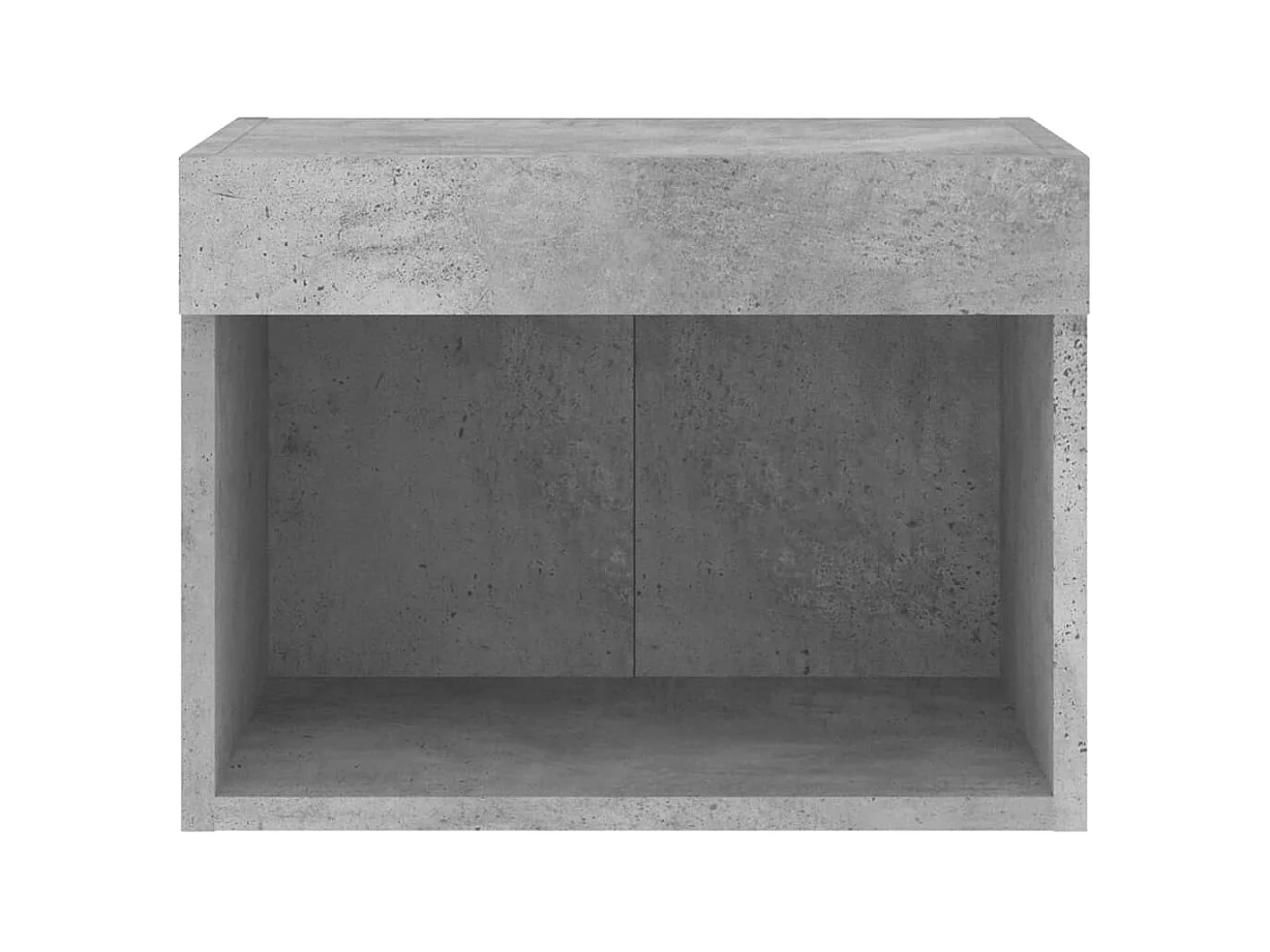 Table de chevet murale avec lumières LED gris béton