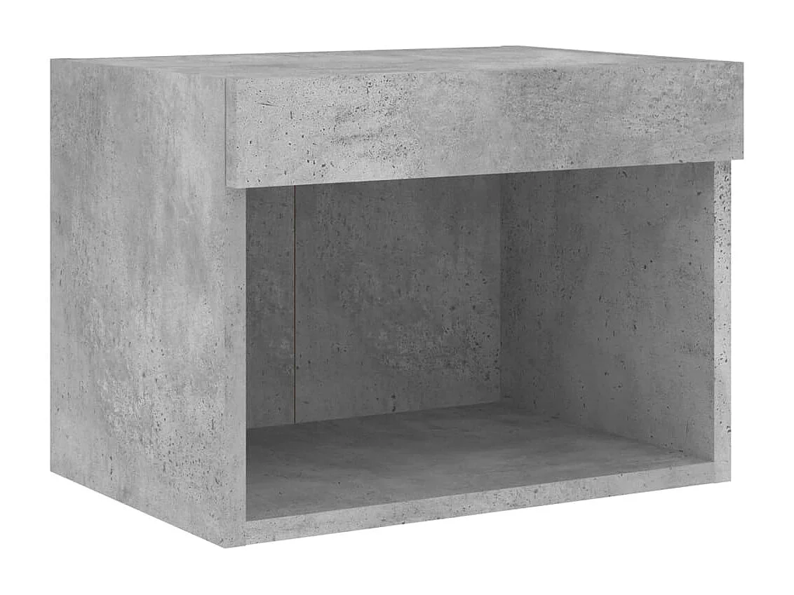 Table de chevet murale avec lumières LED gris béton