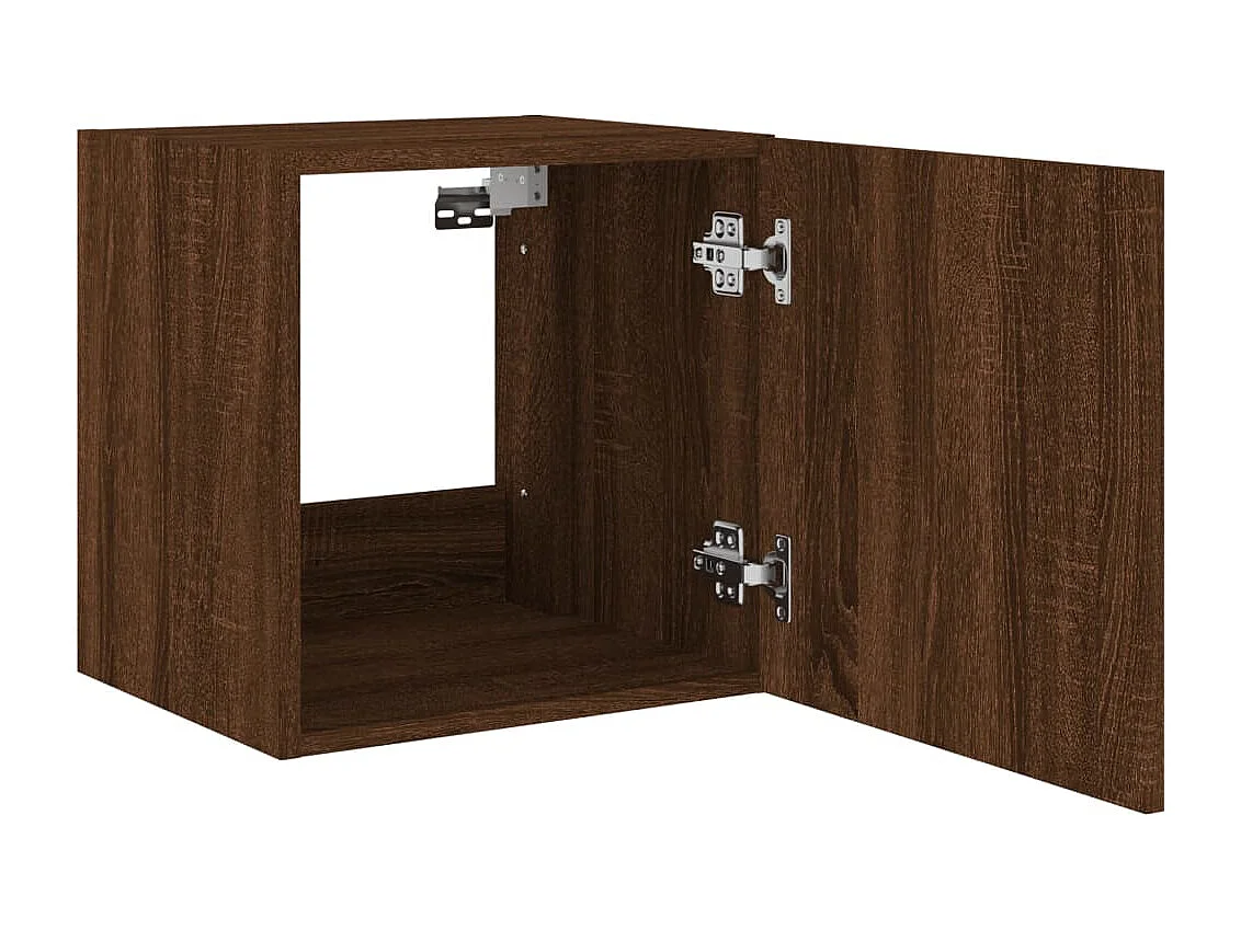 Mobile porta TV a parete con luci LED, rovere marrone, 40,5x35x40 cm