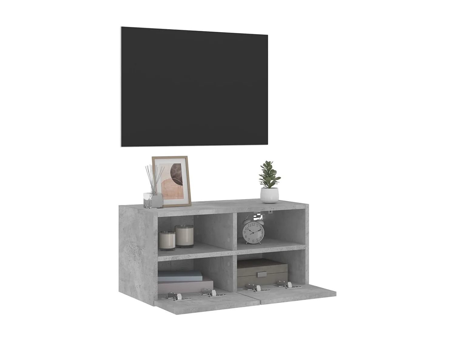 Betongrauer TV-Wandschrank 60x30x30 cm aus Holzwerkstoff