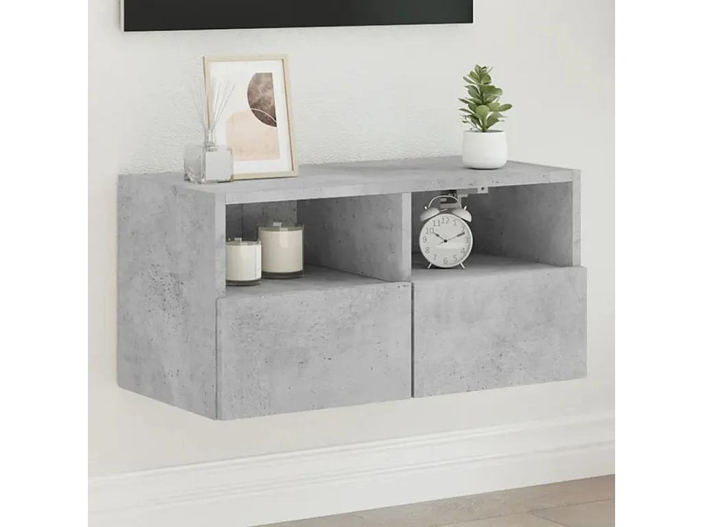 Mobile TV da parete grigio cemento 60x30x30 cm in legno ingegnerizzato