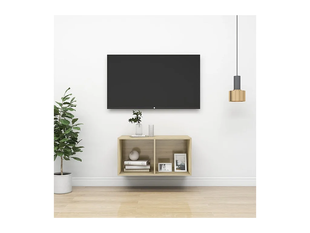 Meuble TV mural Chêne sonoma 37x37x72 cm Bois d’ingénierie