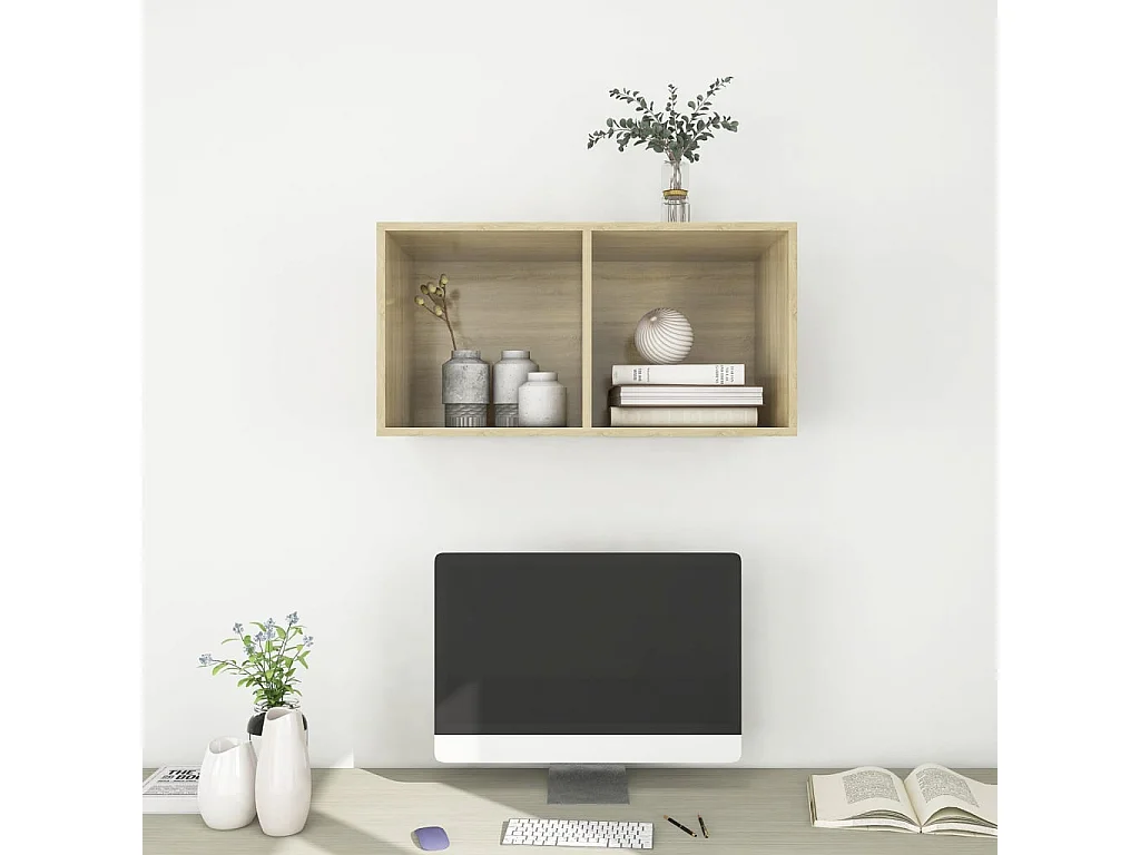 Meuble TV mural Chêne sonoma 37x37x72 cm Bois d’ingénierie