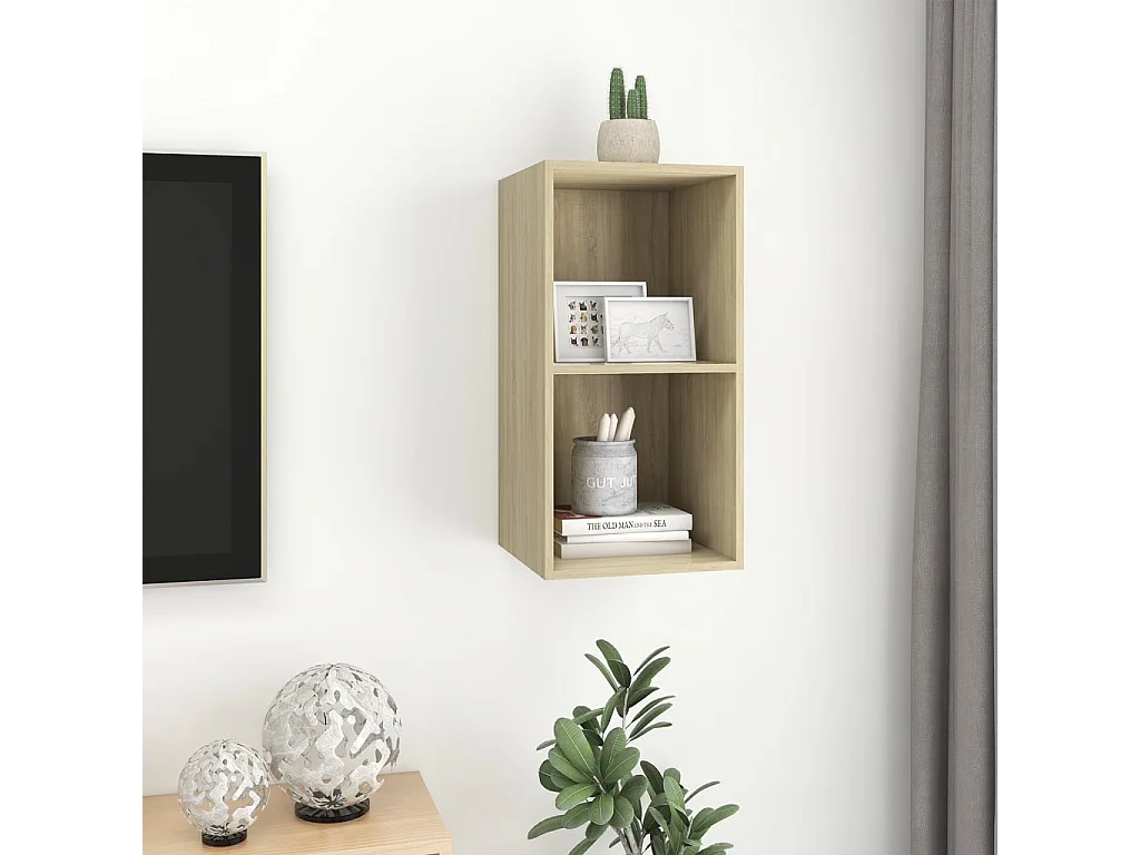 Meuble TV mural Chêne sonoma 37x37x72 cm Bois d’ingénierie