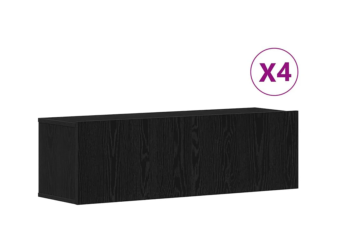Ensemble meuble TV 4 pièces - Fixé au mur en chêne noir