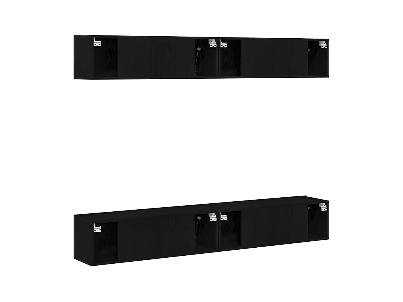 Ensemble meuble TV 4 pièces - Fixé au mur en chêne noir