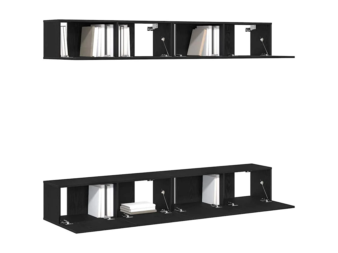 4-teiliges TV-Ständer-Set – Wandmontage in Schwarz-Eiche