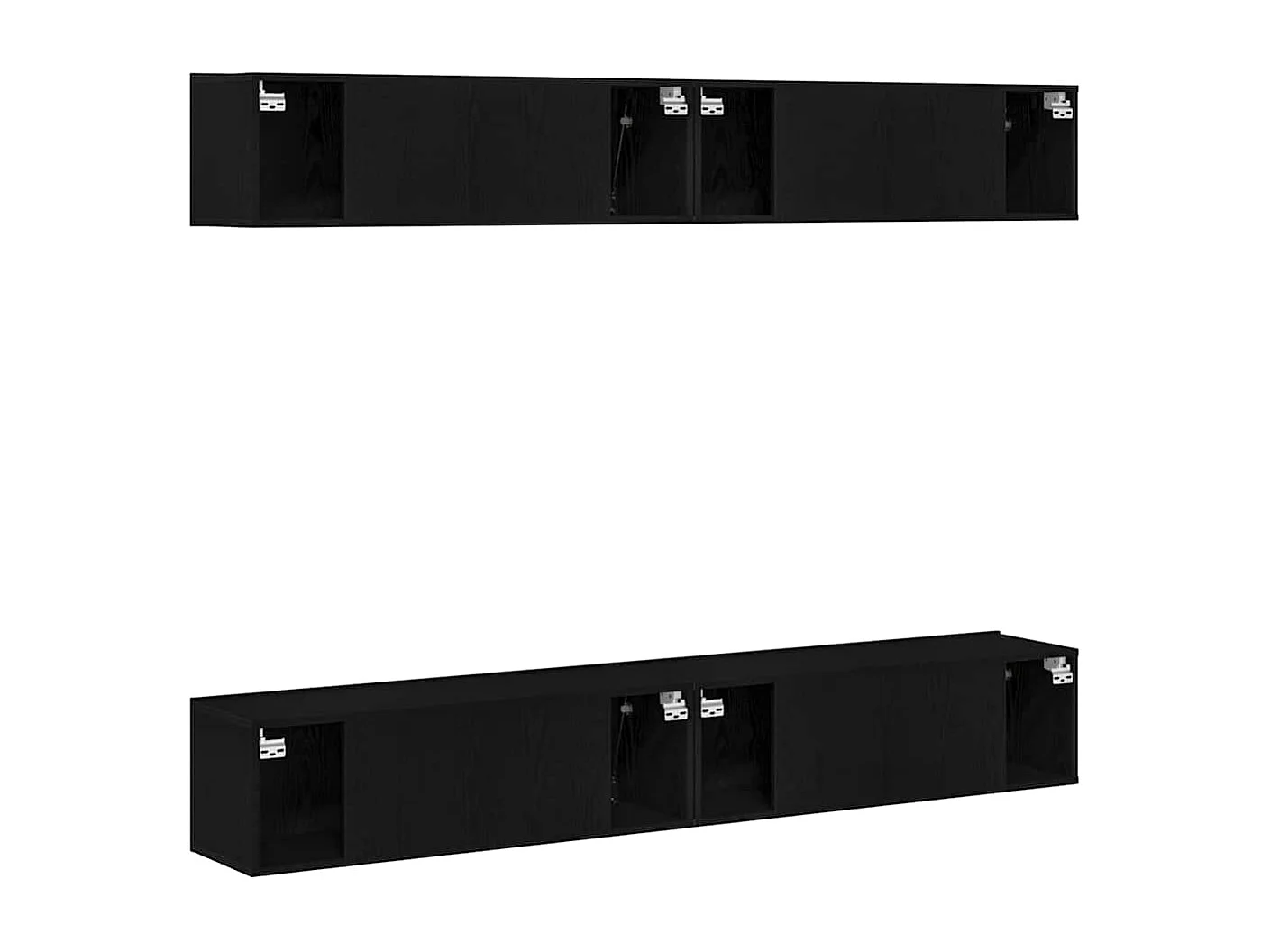 4-teiliges TV-Ständer-Set – Wandmontage in Schwarz-Eiche