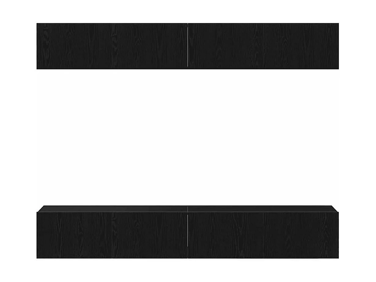 4-teiliges TV-Ständer-Set – Wandmontage in Schwarz-Eiche