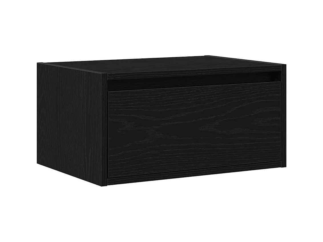 Table de chevet murale avec lumières LED chêne noir