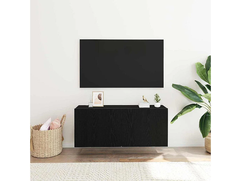 Meuble TV mural Chêne noir 100x30x41 cm Bois d'ingénierie