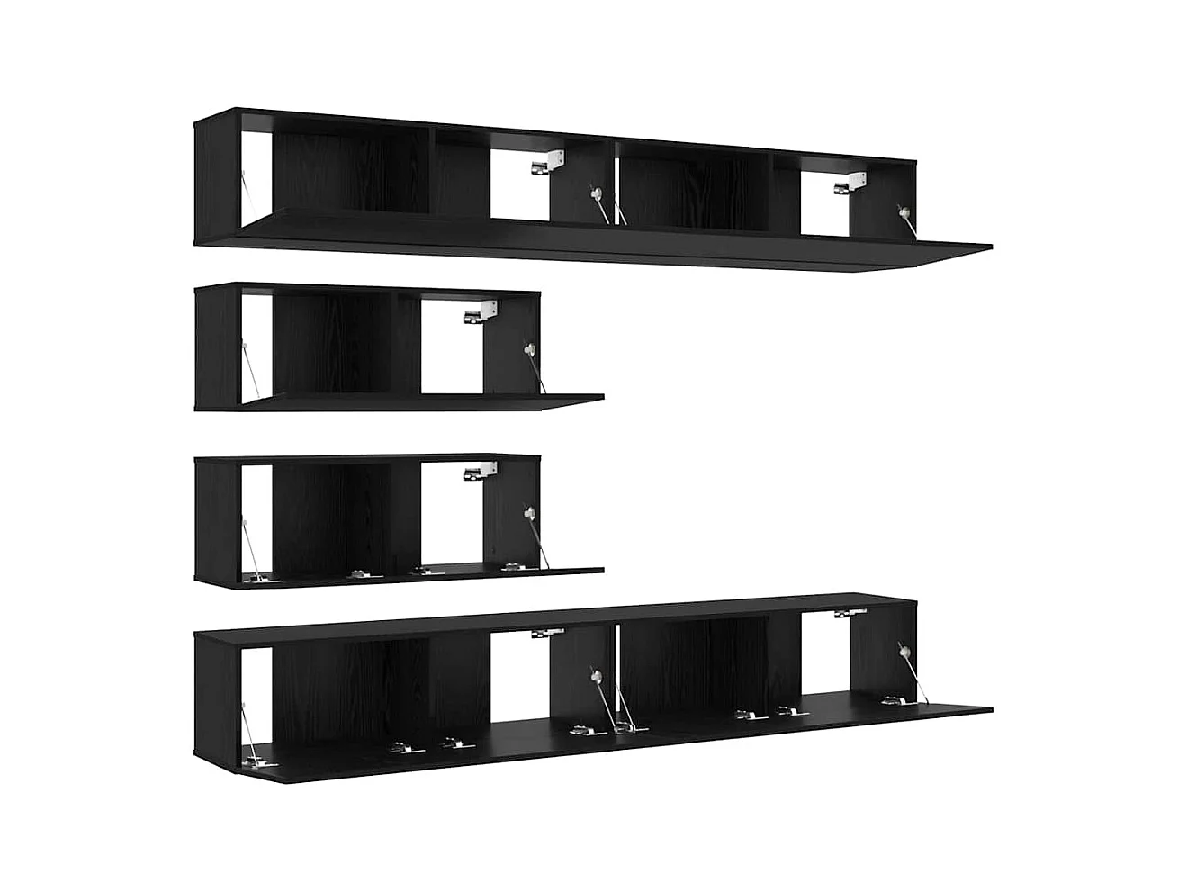 Ensemble de 10 meubles TV en bois stratifié noir et chêne - mural