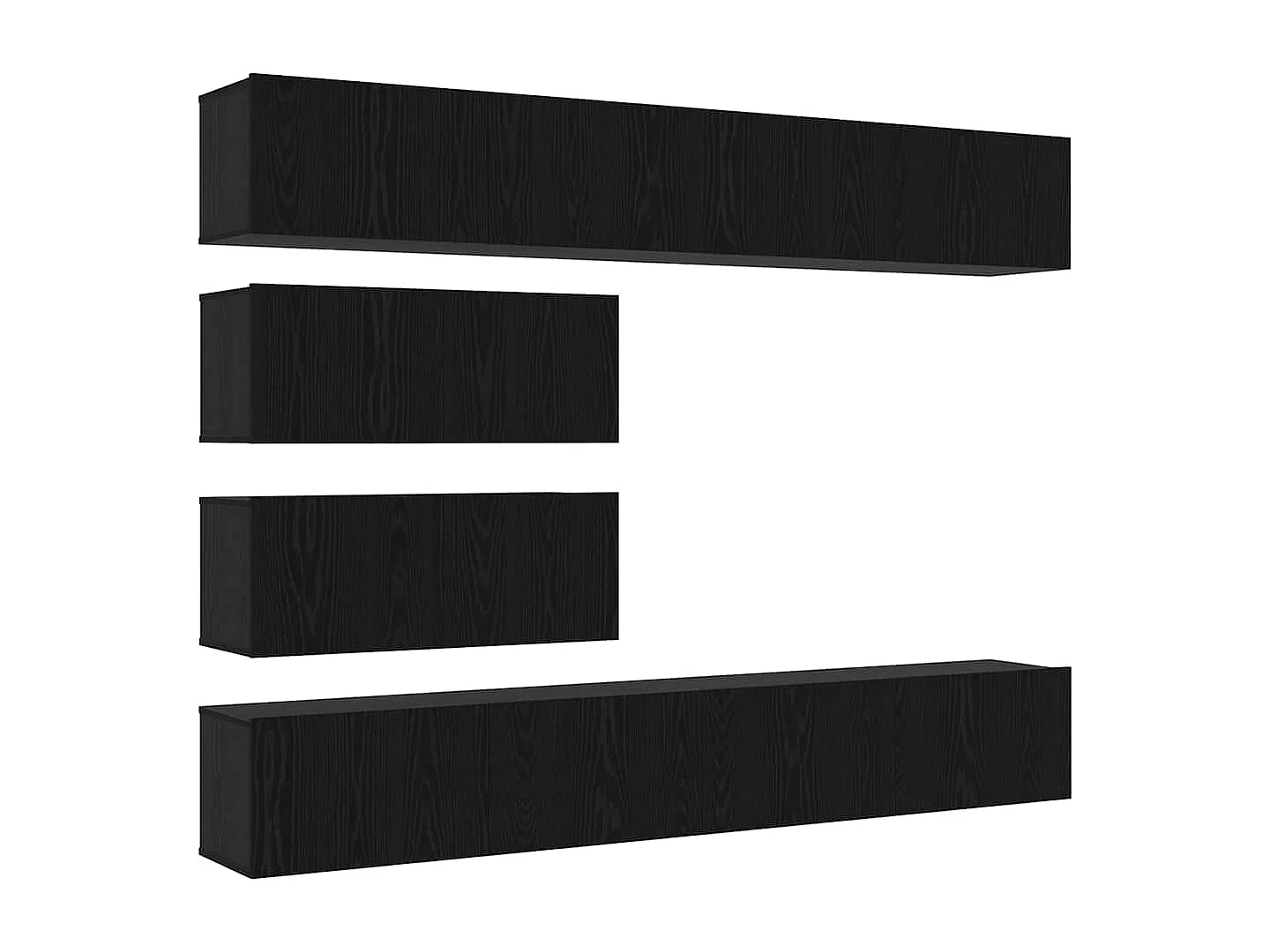 Set di 10 mobili TV in laminato nero e rovere - da parete