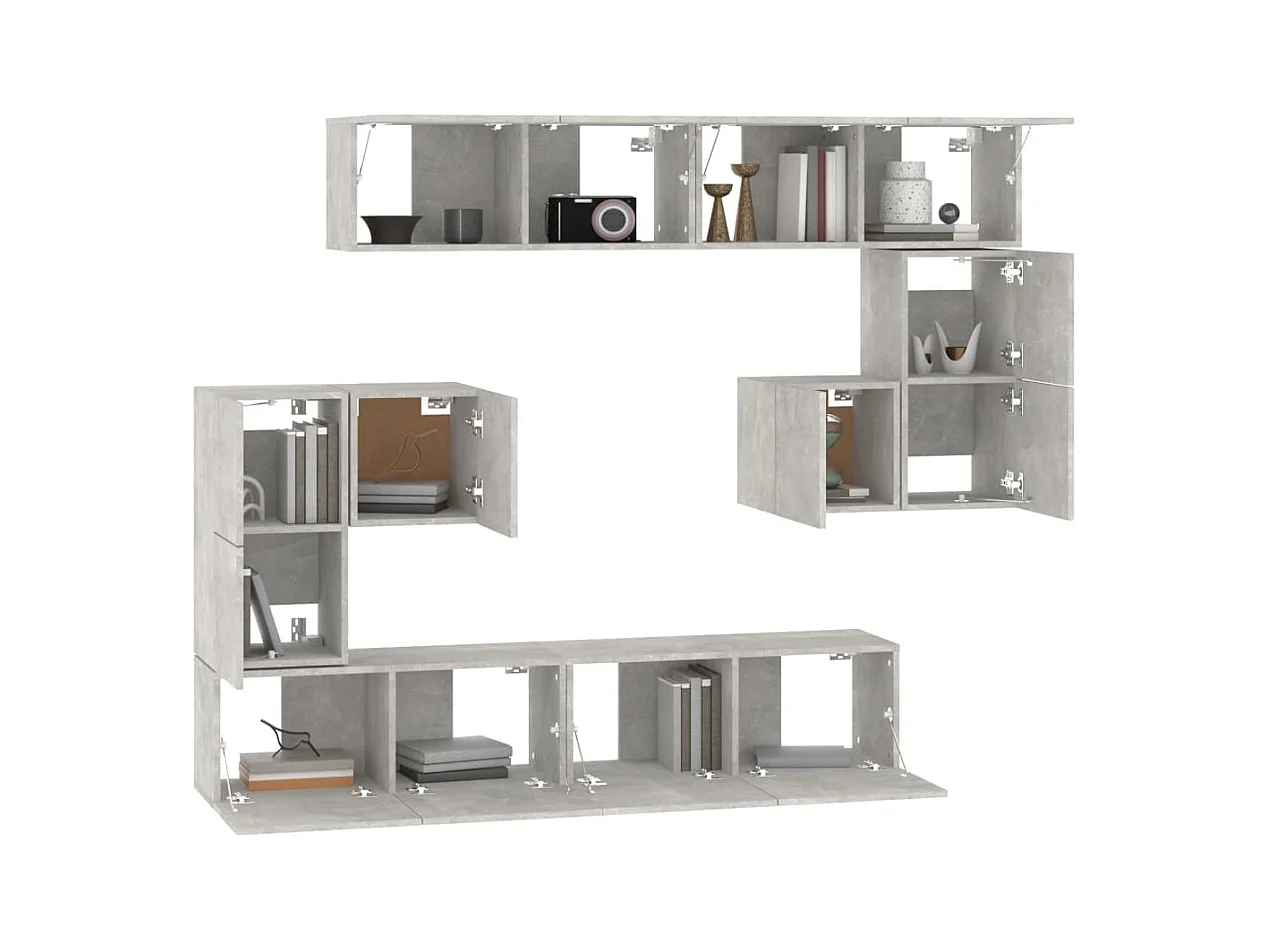 Betongrauer TV-Wandschrank aus Holzwerkstoff