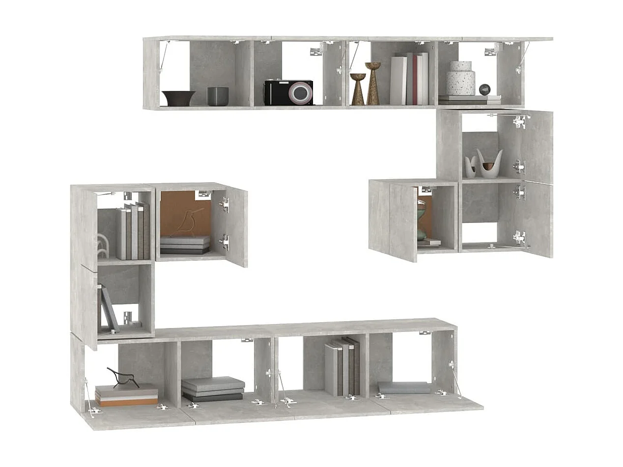 Mueble de TV de pared de madera de ingeniería de color gris hormigón