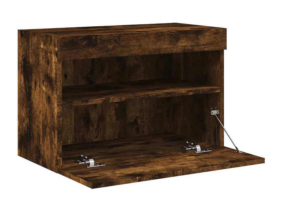 Mueble de TV de pared con luces LED, roble ahumado, 60x30x40 cm