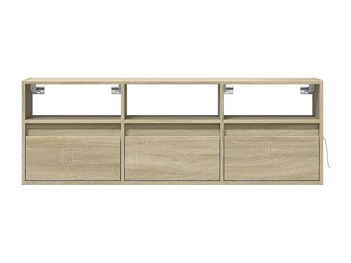 Wandmontierter TV-Schrank mit LED-Leuchten Sonoma-Eiche 130x31x45 cm