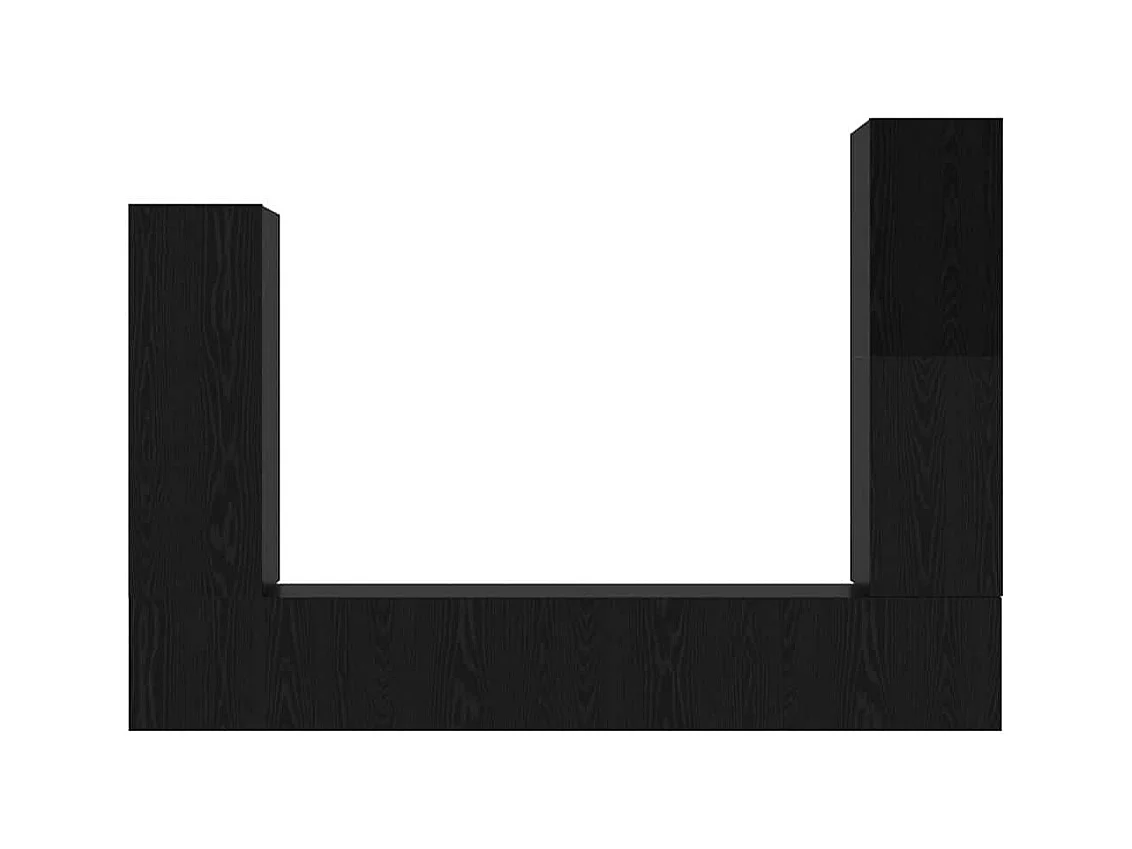 Ensemble de meubles TV mural 4 pièces en chêne noir et bois d'ingénierie.