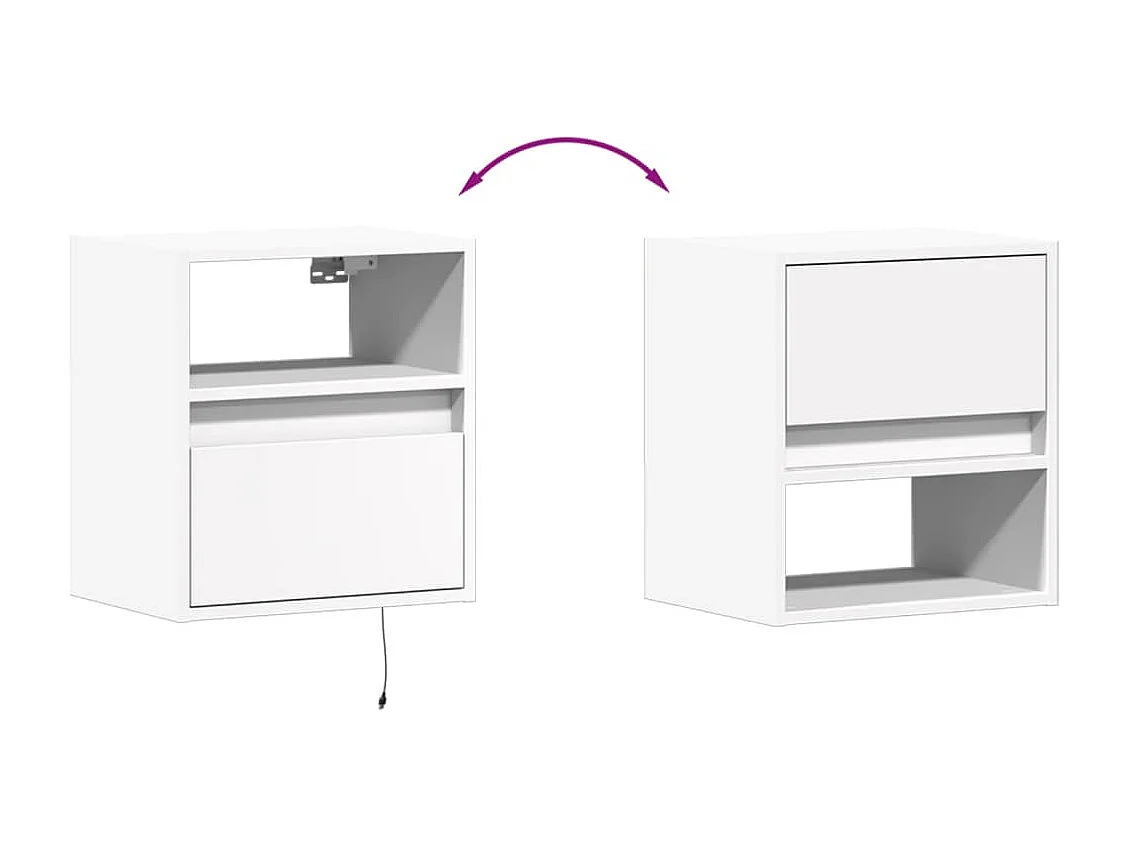 Mobile porta TV a parete con luci LED, bianco, 41x31x45 cm