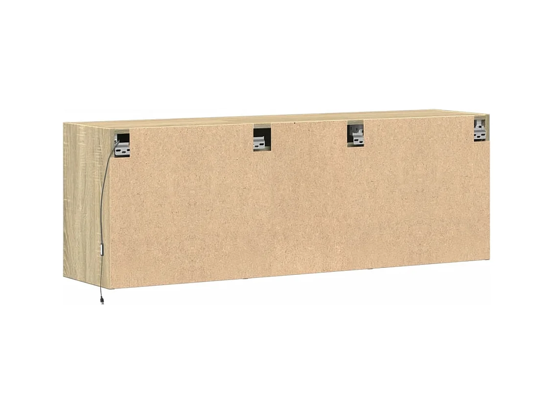 Mobile porta TV a parete con luci LED Rovere Sonoma 130x31x45 cm