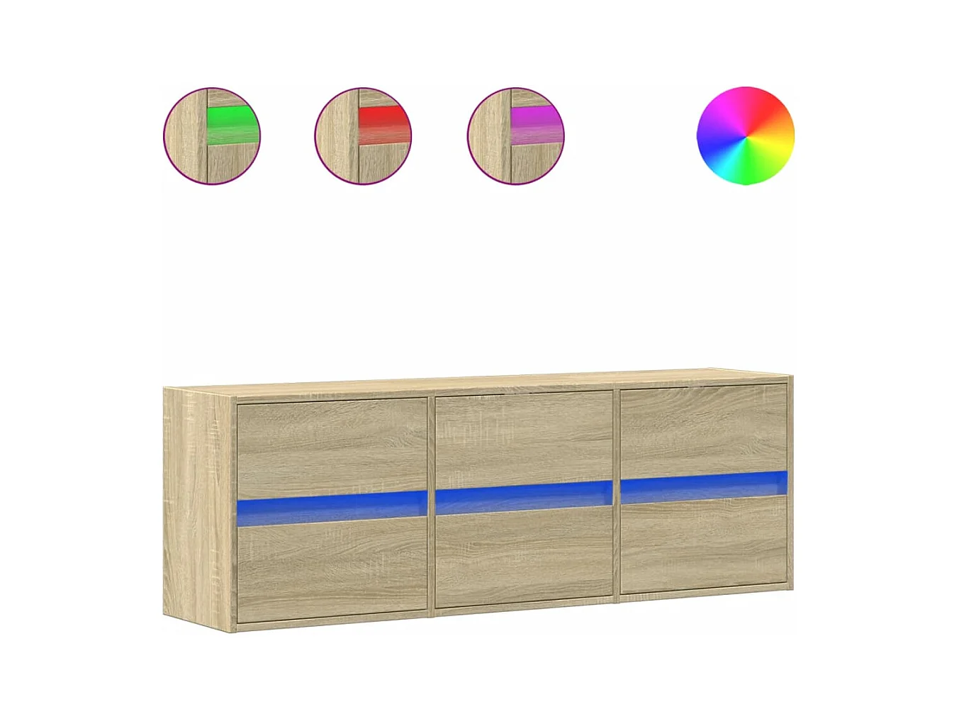 Mobile porta TV a parete con luci LED Rovere Sonoma 130x31x45 cm