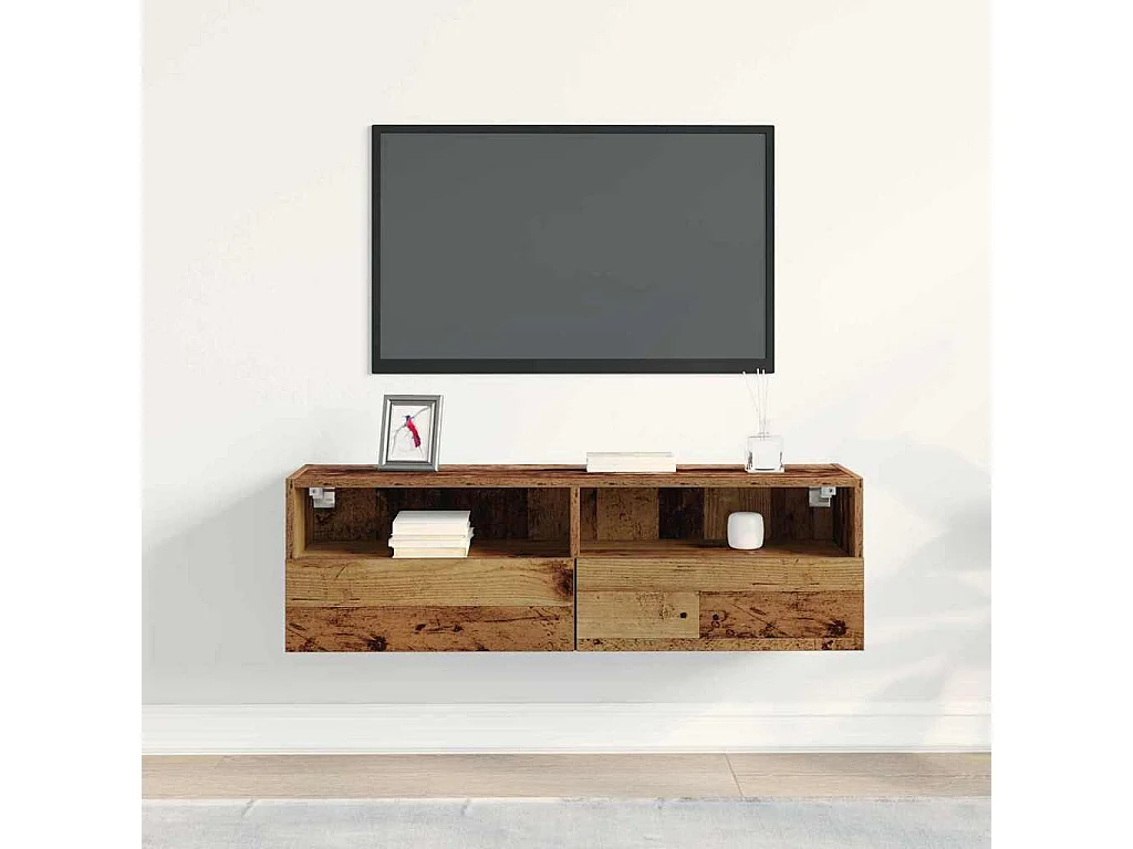 Mobile porta TV da parete in legno antico 100x30x30 cm realizzato in legno ingegnerizzato
