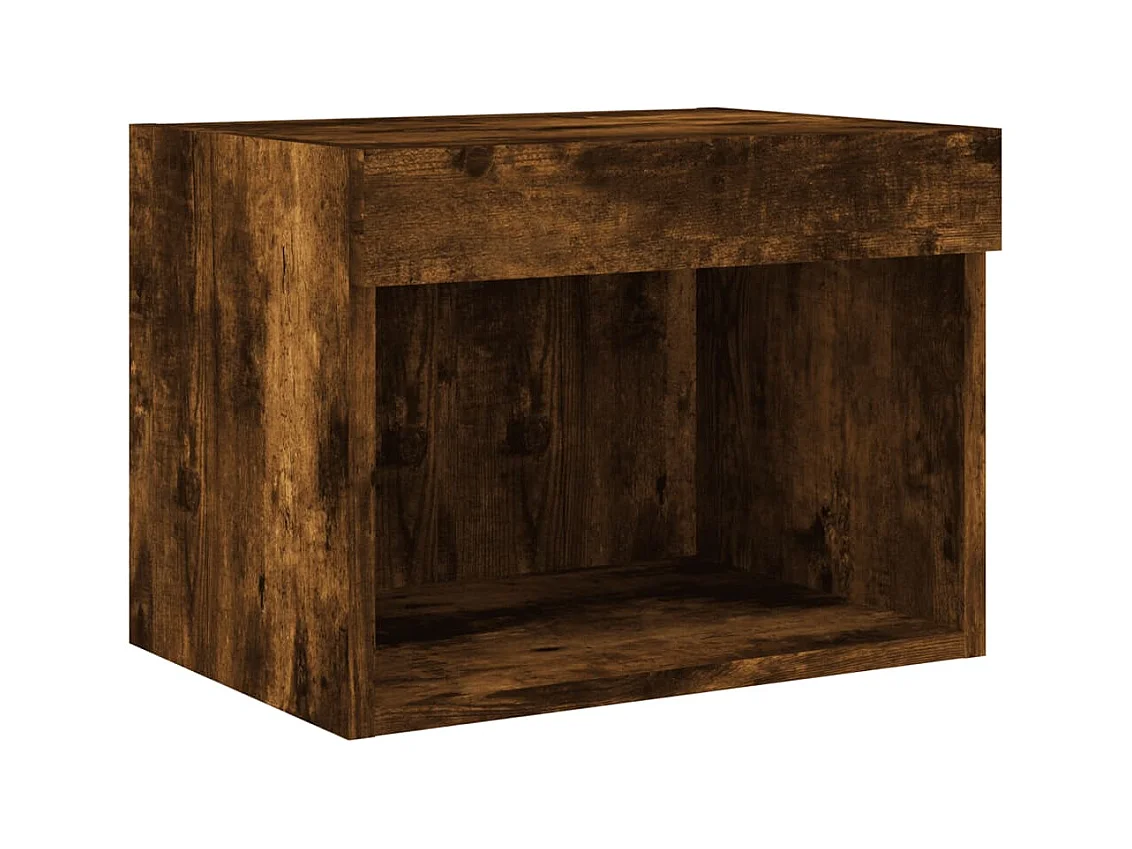Table de chevet murale avec lumières LED chêne fumé