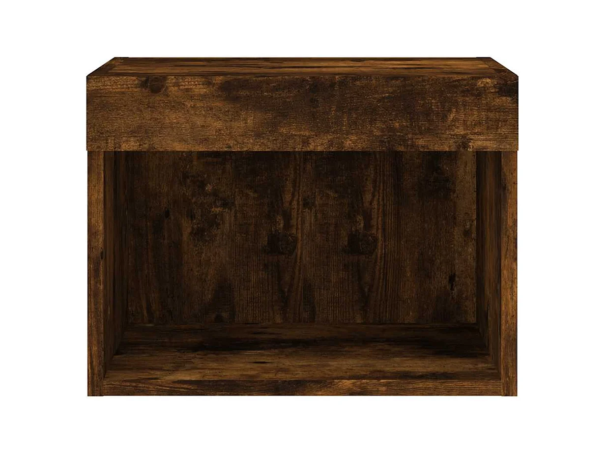 Table de chevet murale avec lumières LED chêne fumé