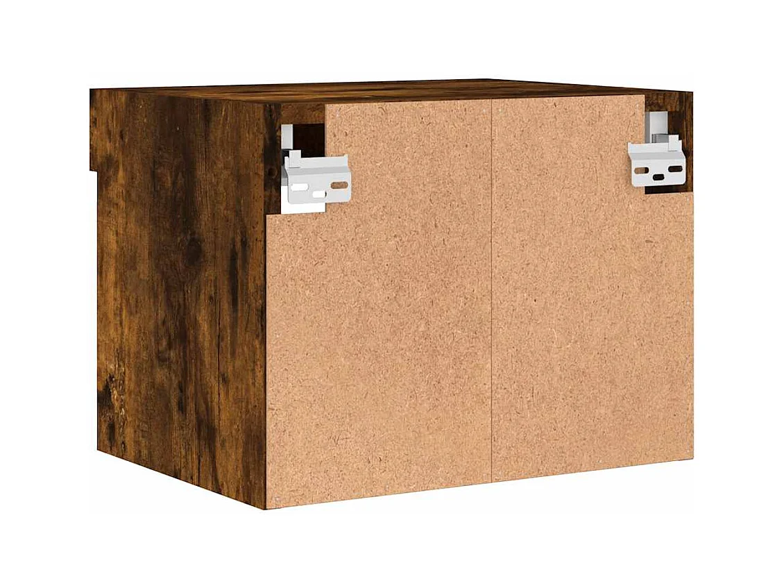 Table de chevet murale avec lumières LED chêne fumé