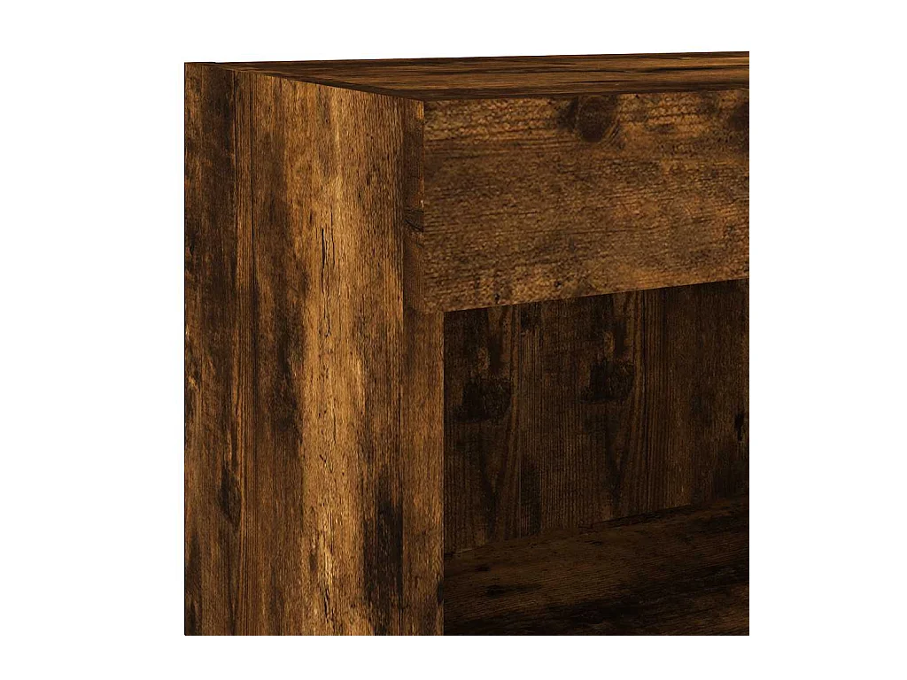 Table de chevet murale avec lumières LED chêne fumé