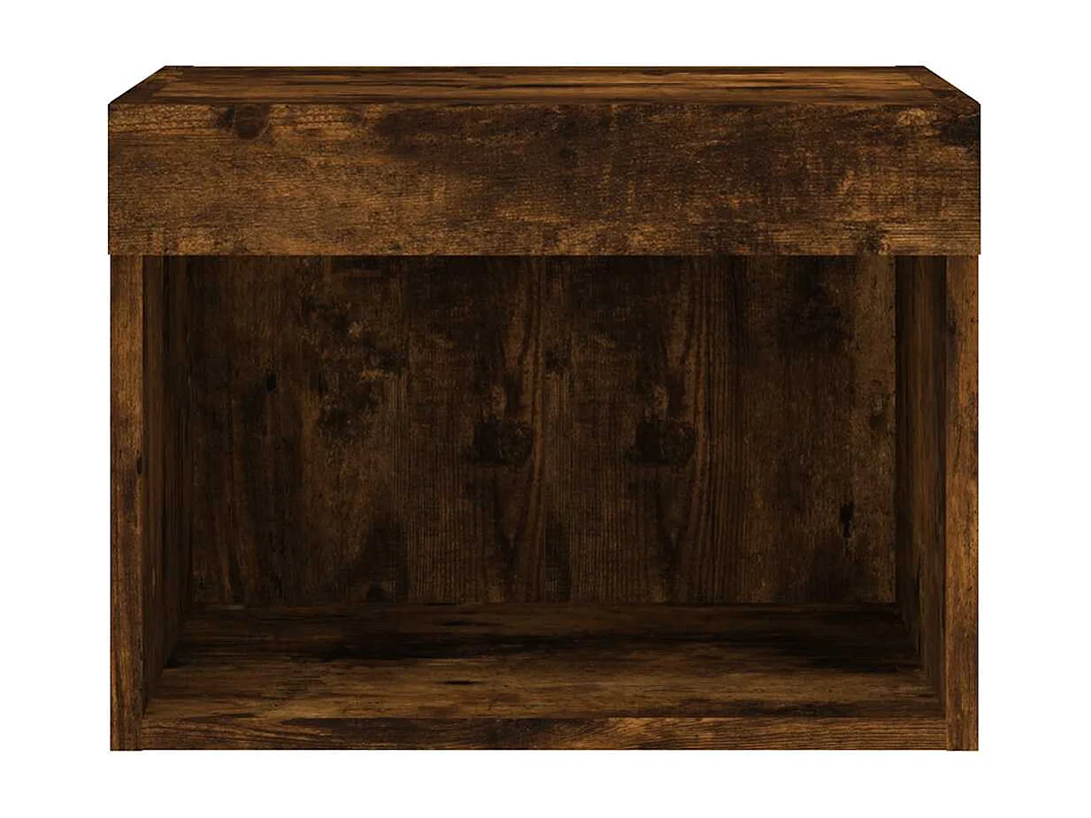 Table de chevet murale avec lumières LED chêne fumé
