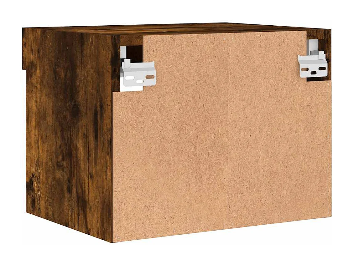 Table de chevet murale avec lumières LED chêne fumé