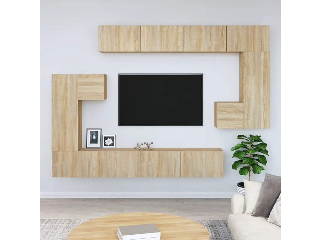 Mobile TV da parete in rovere Sonoma, legno ingegnerizzato