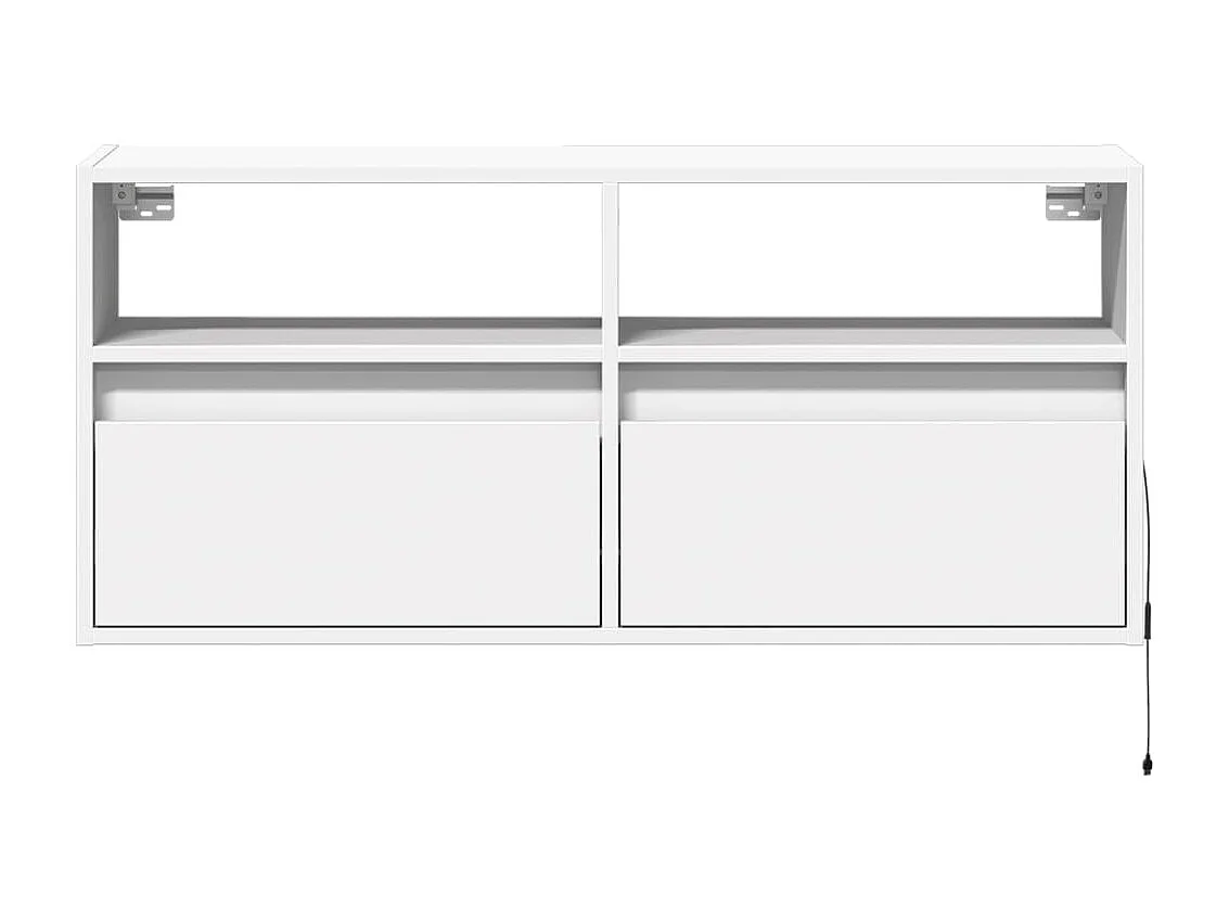 Mobile porta TV a parete con luci LED, bianco, 100x31x45 cm