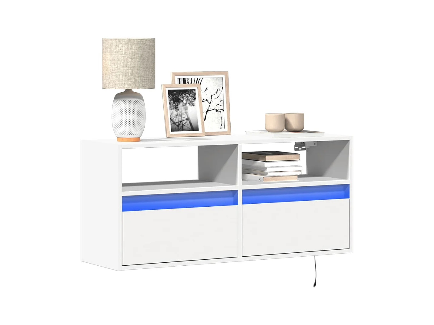 Wandmeubel met ledverlichting, wit, 100x31x45 cm