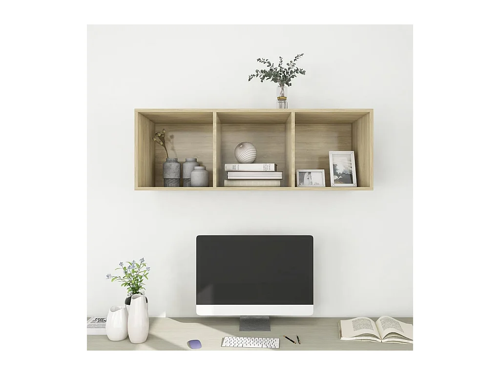 Meuble TV mural Chêne sonoma 37x37x107 cm Bois d’ingénierie