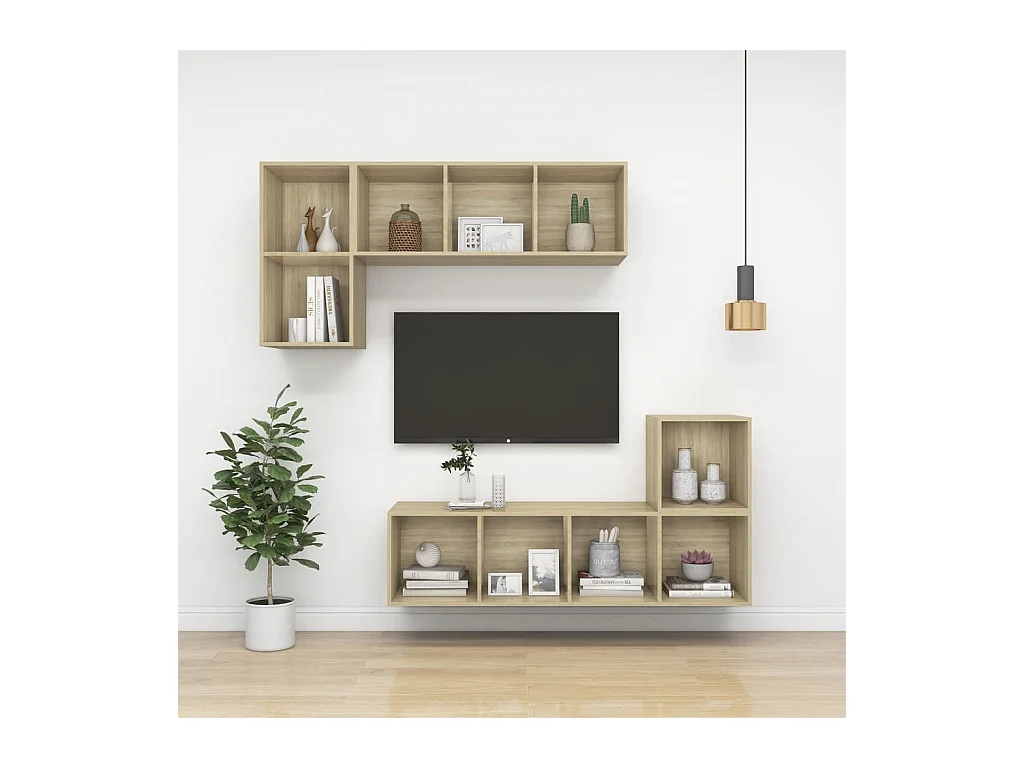 Meuble TV mural Chêne sonoma 37x37x107 cm Bois d’ingénierie