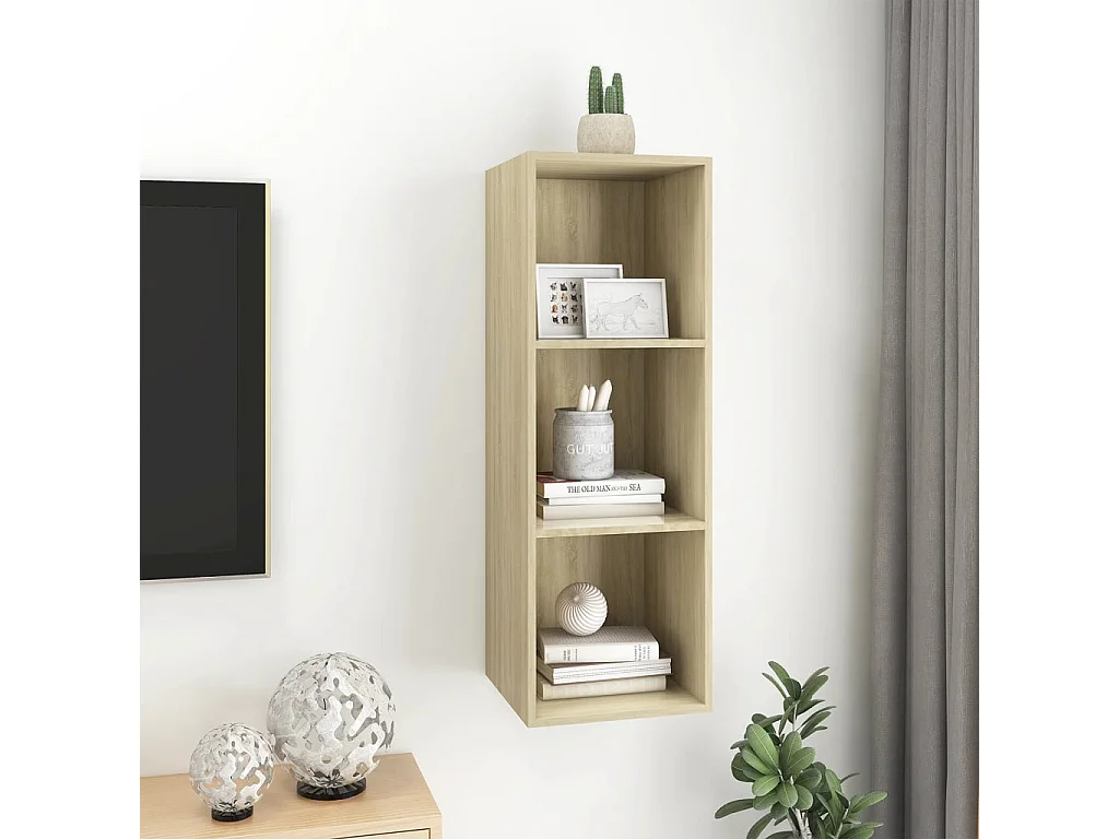 Meuble TV mural Chêne sonoma 37x37x107 cm Bois d’ingénierie