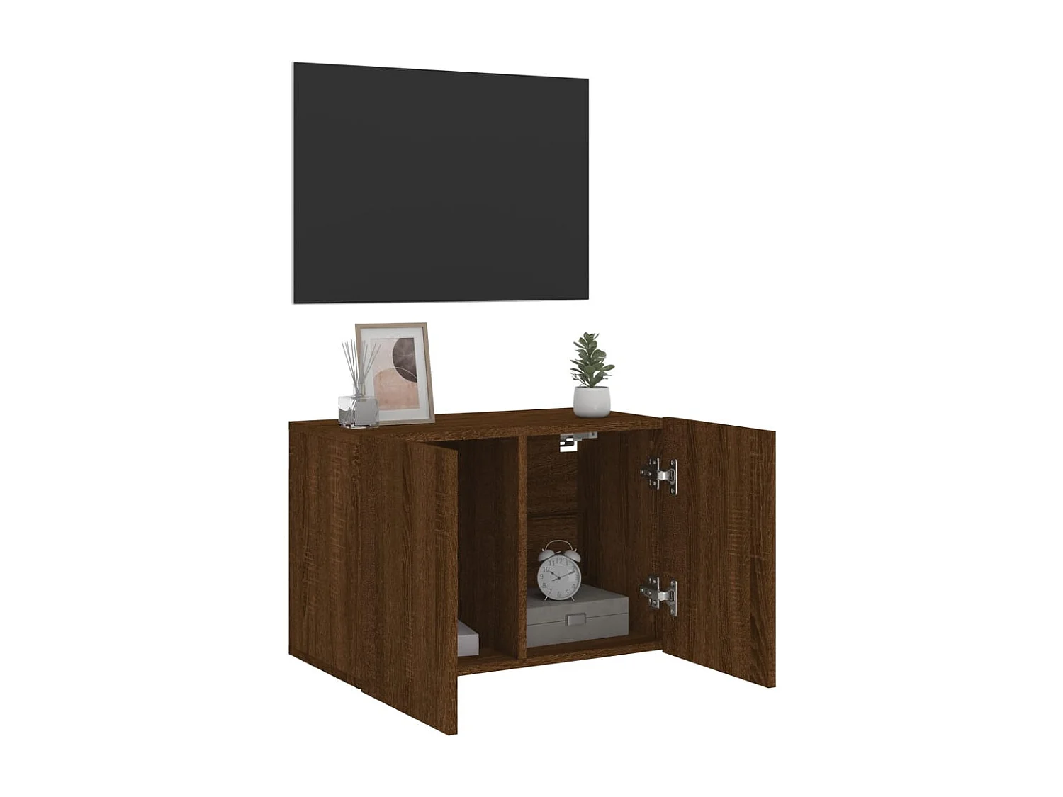 Wandmontierter TV-Schrank aus brauner Eiche 60x30x41 cm