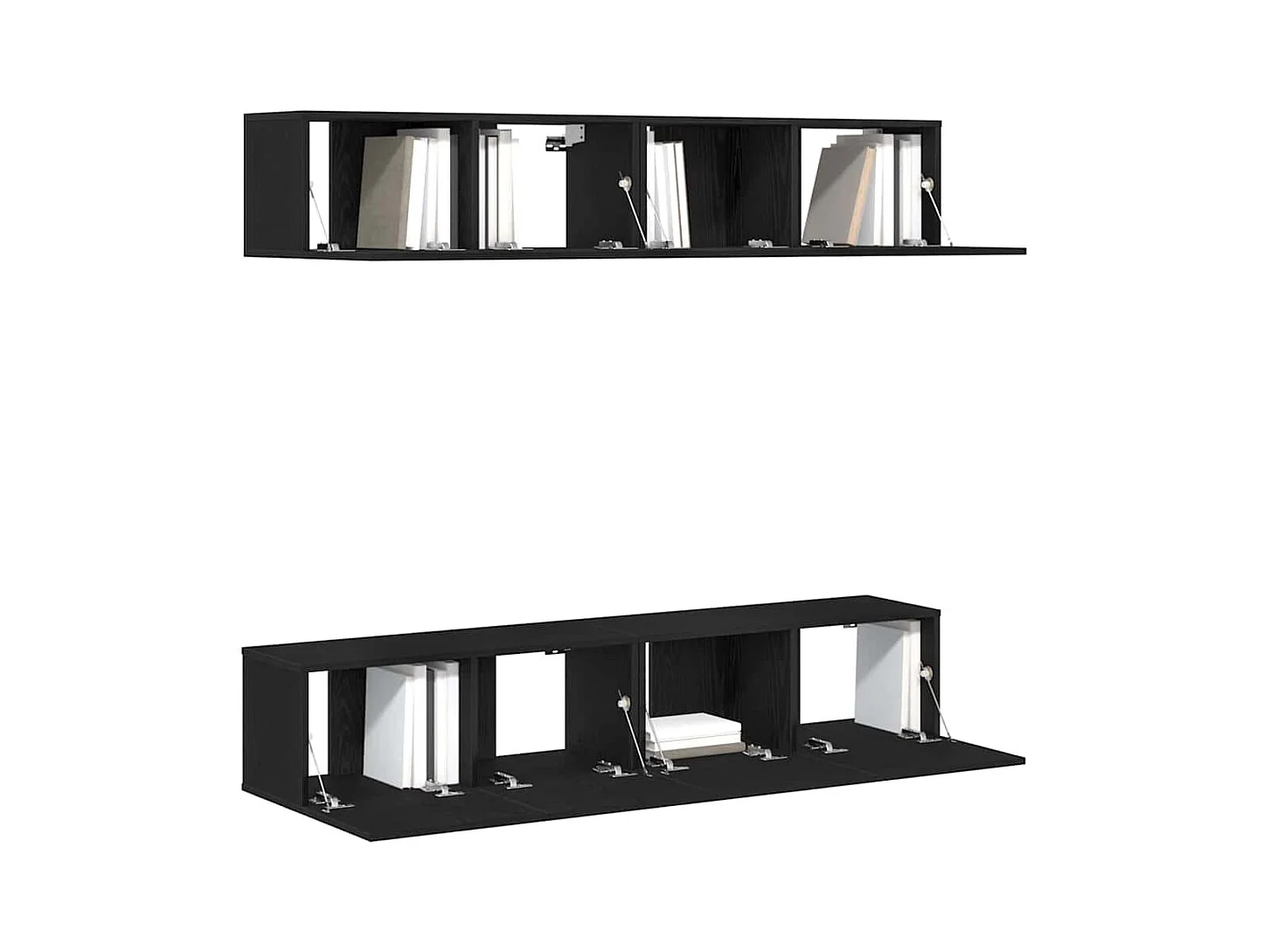 Ensemble de meuble TV mural 4 pièces en chêne noir