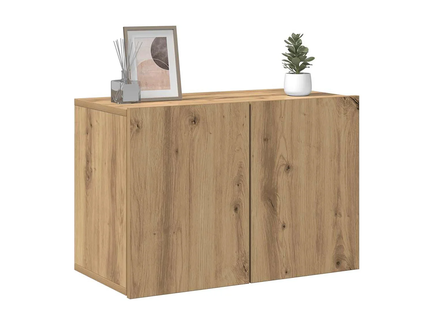 Mobile porta TV da parete in rovere fatto a mano 60x30x41 cm