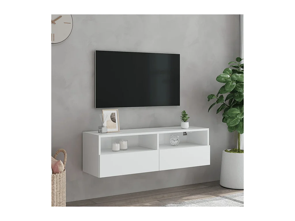 Mobile porta TV da parete bianco 100x30x30 cm in legno ingegnerizzato