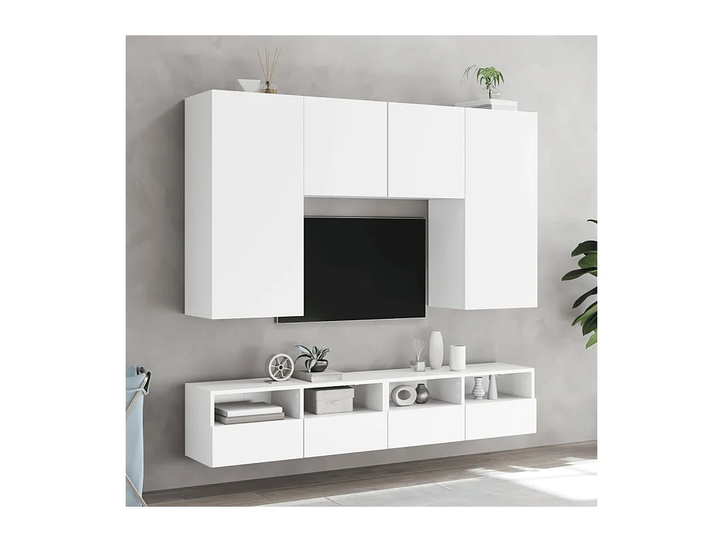 Mobile porta TV da parete bianco 100x30x30 cm in legno ingegnerizzato
