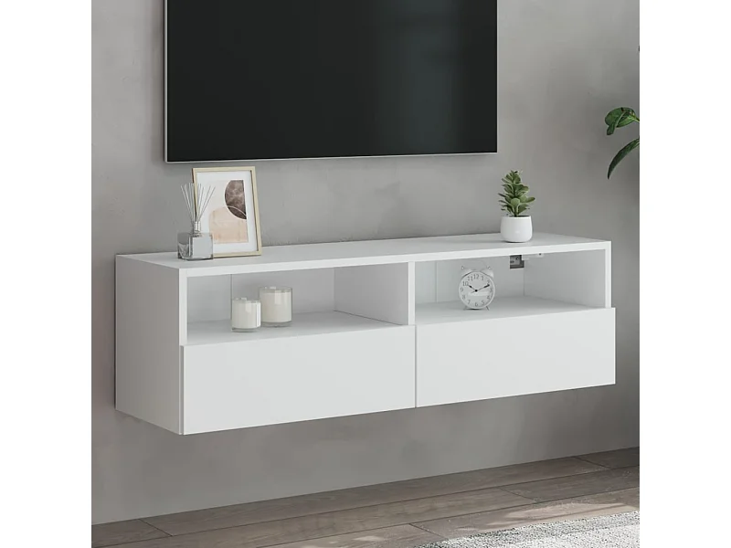 Mobile porta TV da parete bianco 100x30x30 cm in legno ingegnerizzato