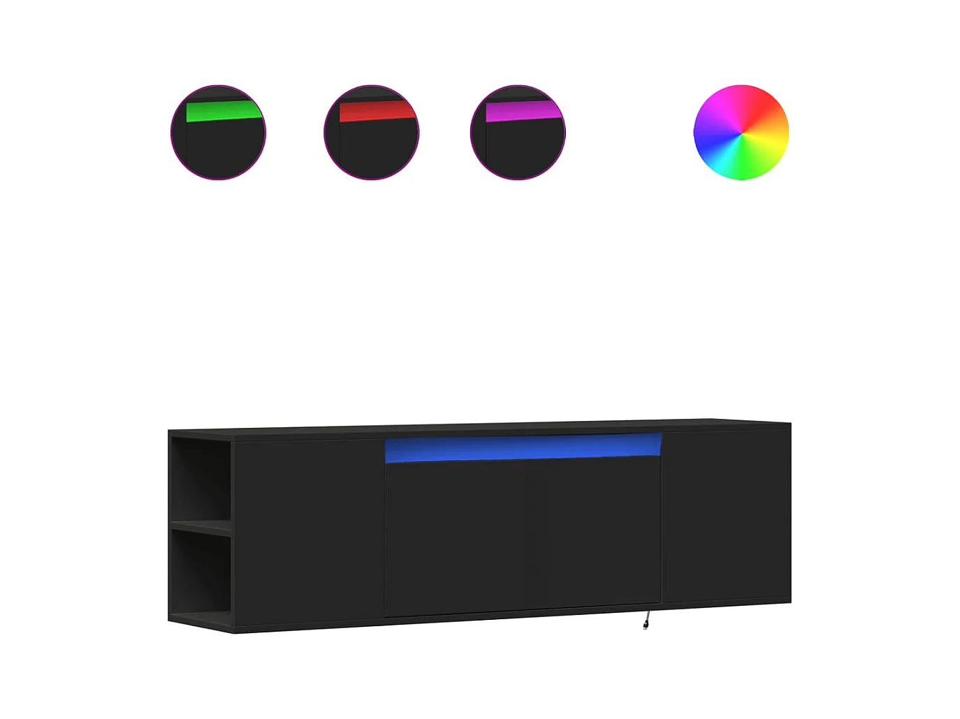 Wandmontierter TV-Schrank mit LED-Beleuchtung schwarz 135x31x39,5 cm