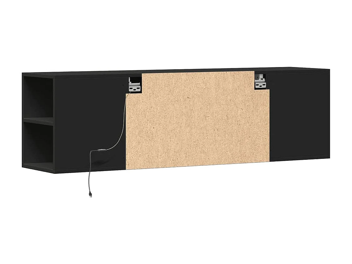 Wandmontierter TV-Schrank mit LED-Beleuchtung schwarz 135x31x39,5 cm